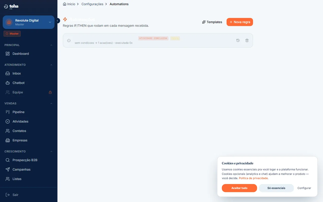 Regras de automação