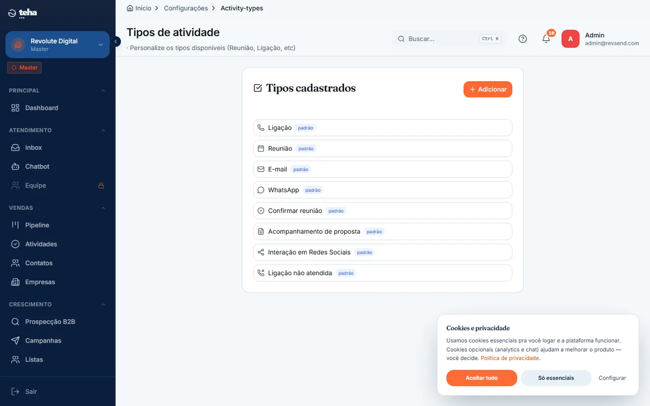 Tipos de atividade